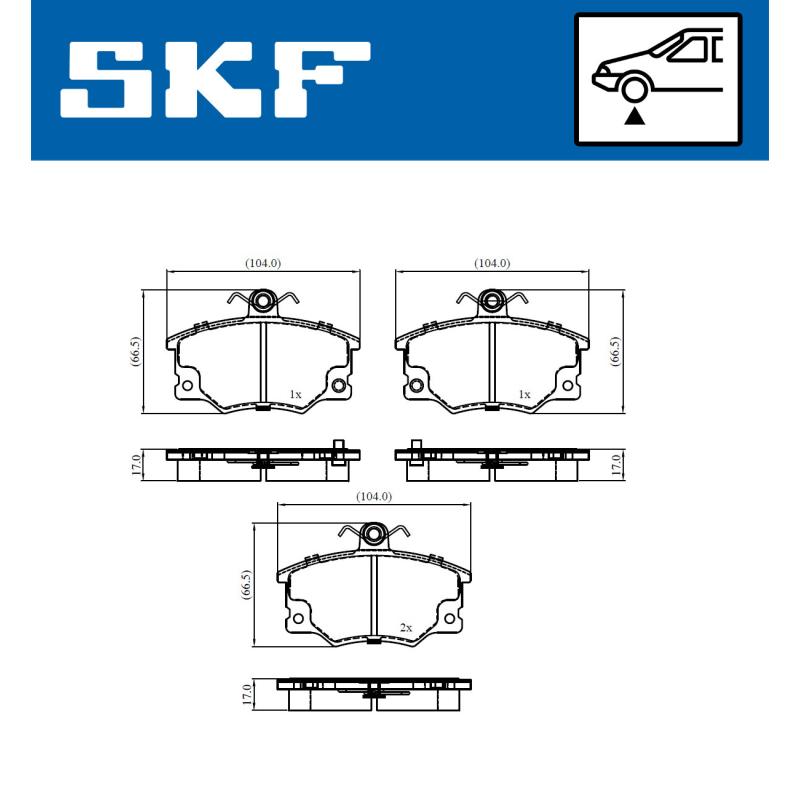 Jeu de 4 plaquettes de frein avant SKF VKBP 80911 A - Visuel 1
