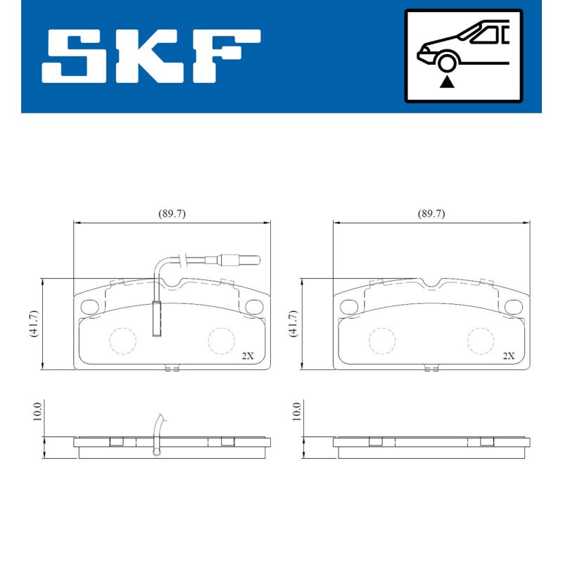 Jeu de 4 plaquettes de frein avant SKF VKBP 80918 E - Visuel 1