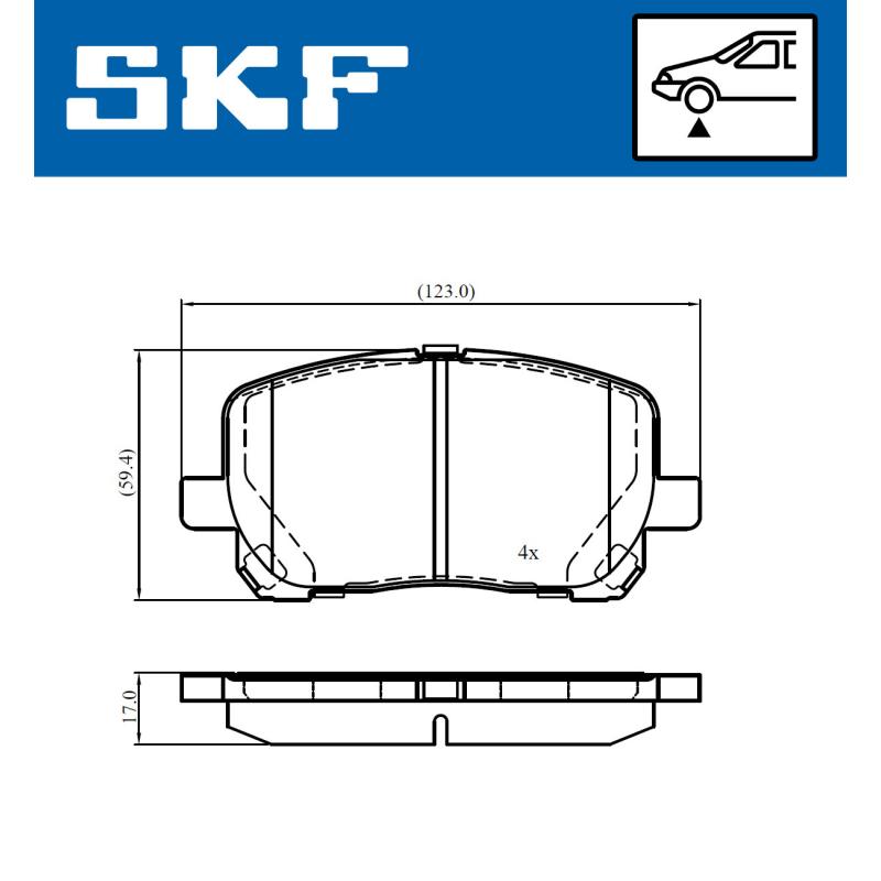 Jeu de 4 plaquettes de frein avant SKF VKBP 80943 - Visuel 1