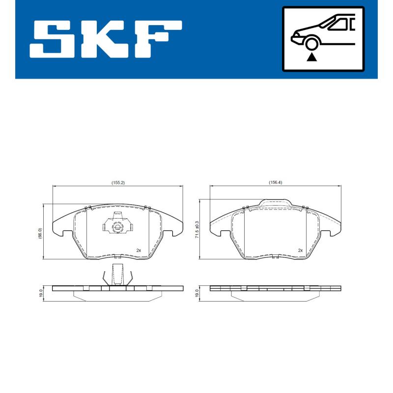 Jeu de 4 plaquettes de frein avant SKF VKBP 80948 - Visuel 1