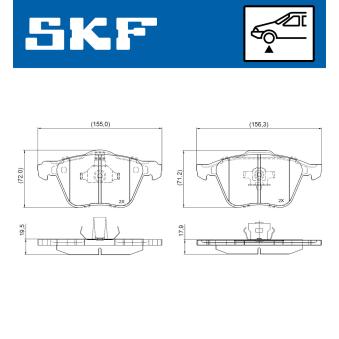 Jeu de 4 plaquettes de frein avant SKF OEM 30793231