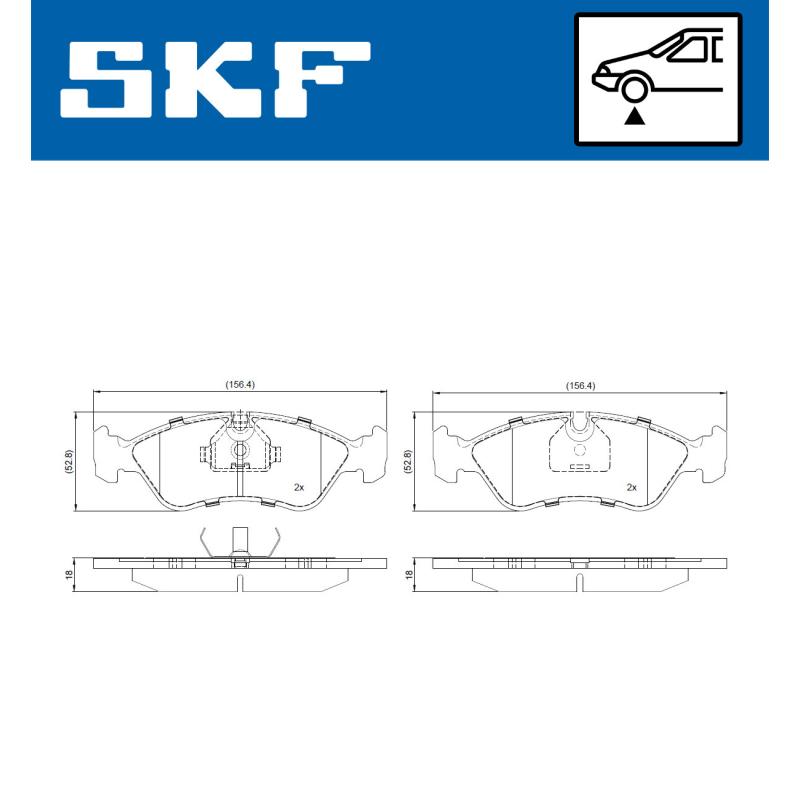 Jeu de 4 plaquettes de frein avant SKF VKBP 80960 - Visuel 1