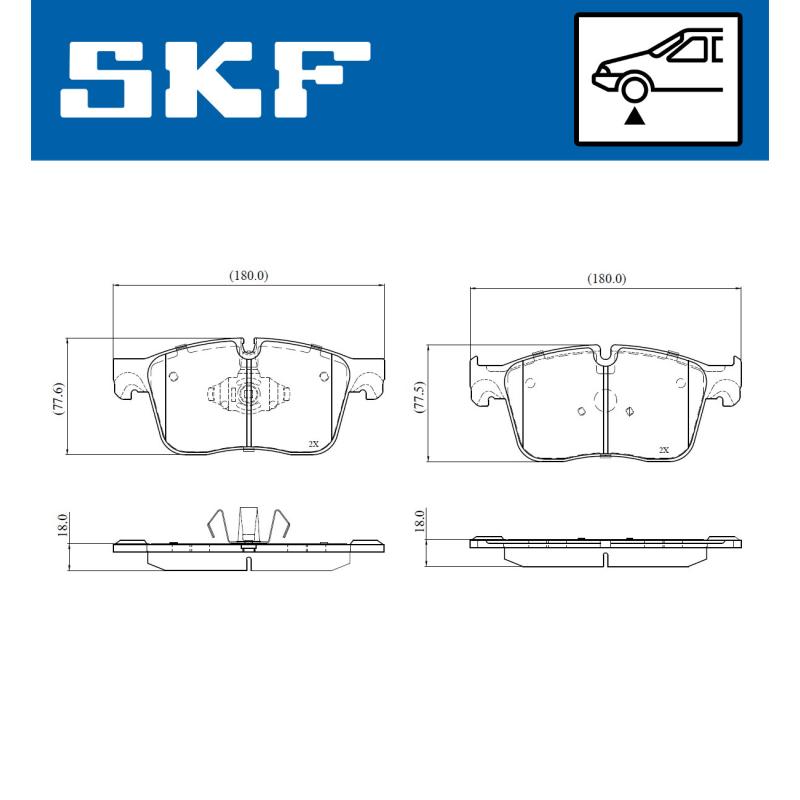 Jeu de 4 plaquettes de frein avant SKF VKBP 80977 - Visuel 1