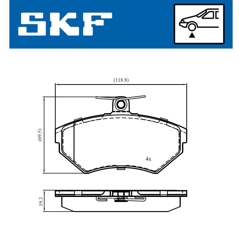 Jeu de 4 plaquettes de frein avant SKF VKBP 81011 - Visuel 1
