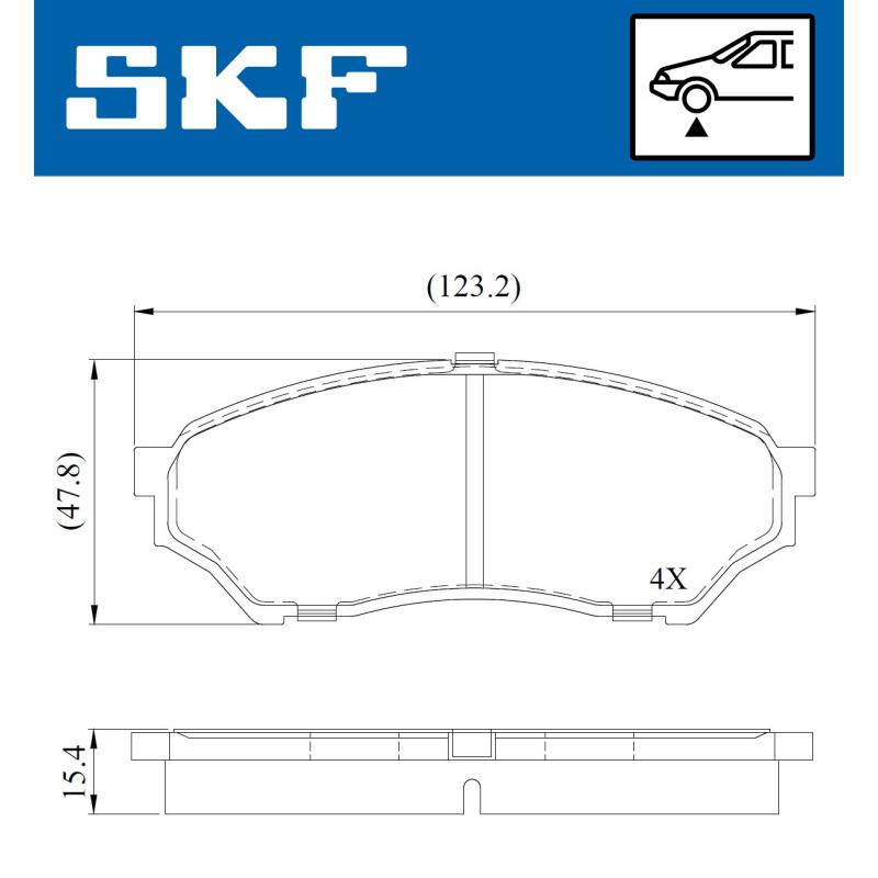 Jeu de 4 plaquettes de frein avant SKF VKBP 81018 - Visuel 1