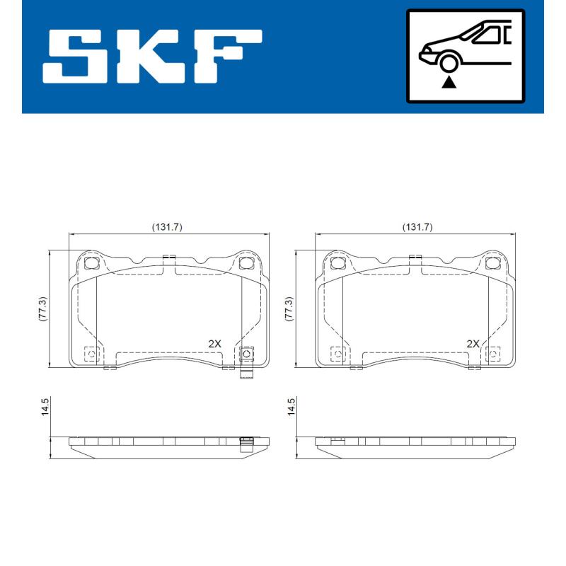 Jeu de 4 plaquettes de frein avant SKF VKBP 81023 A - Visuel 1