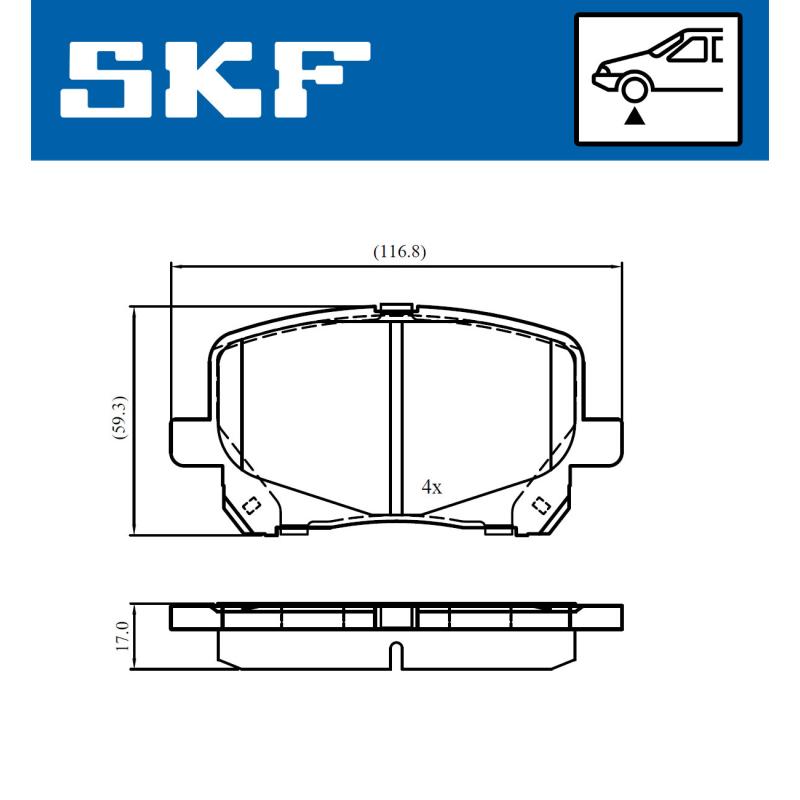 Jeu de 4 plaquettes de frein avant SKF VKBP 81025 - Visuel 1