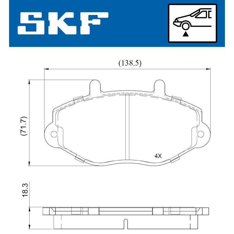 Jeu de 4 plaquettes de frein avant SKF VKBP 81028 - Visuel 1