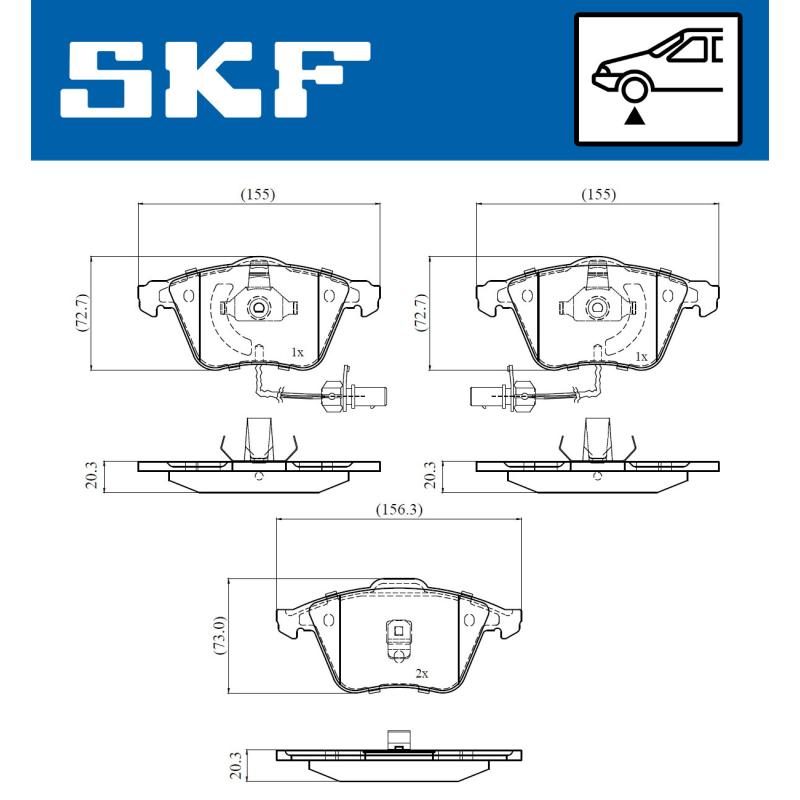 Jeu de 4 plaquettes de frein avant SKF VKBP 81038 E - Visuel 1