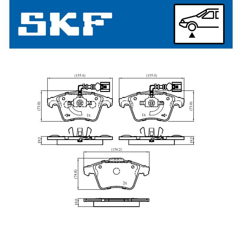 Jeu de 4 plaquettes de frein avant SKF VKBP 81041 E - Visuel 1
