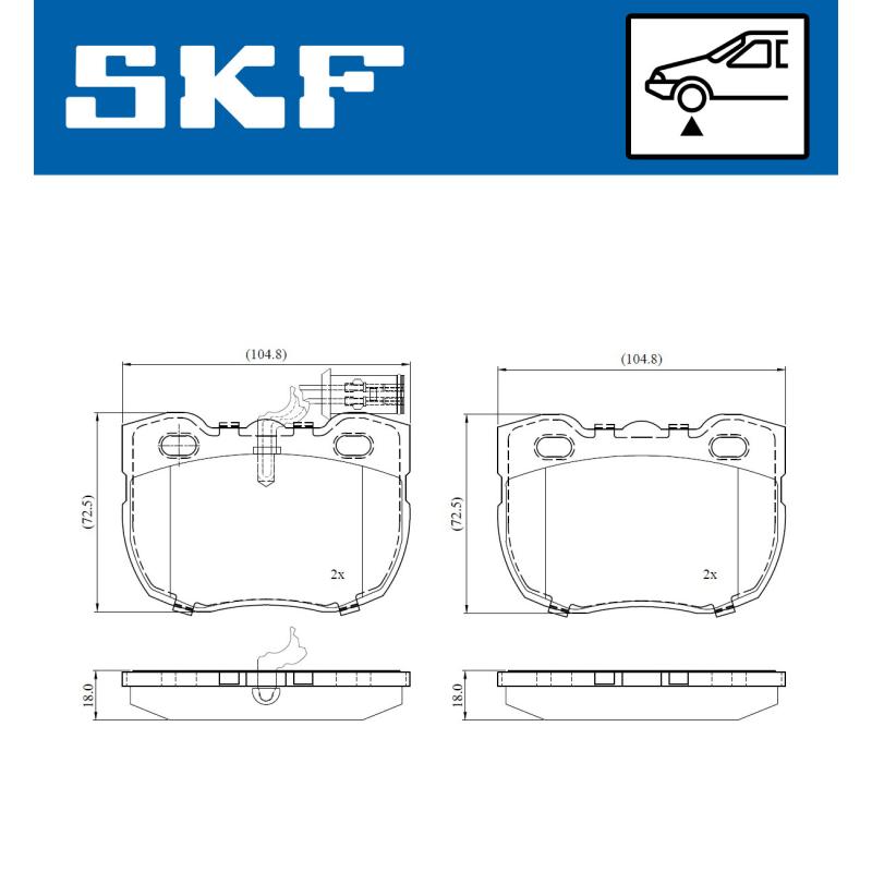 Jeu de 4 plaquettes de frein avant SKF VKBP 81056 E - Visuel 1