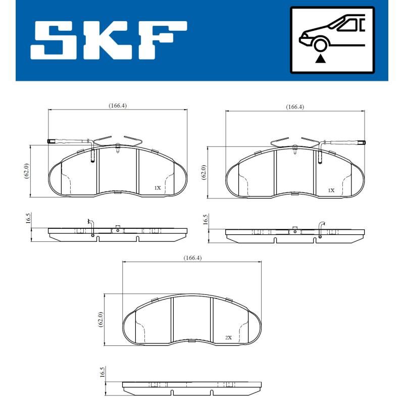 Jeu de 4 plaquettes de frein avant SKF VKBP 81066 E - Visuel 1