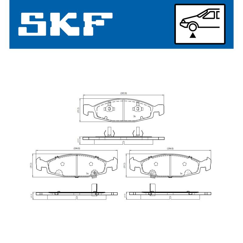 Jeu de 4 plaquettes de frein avant SKF VKBP 81072 A - Visuel 1
