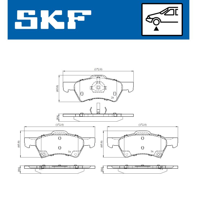 Jeu de 4 plaquettes de frein avant SKF VKBP 81079 A - Visuel 1
