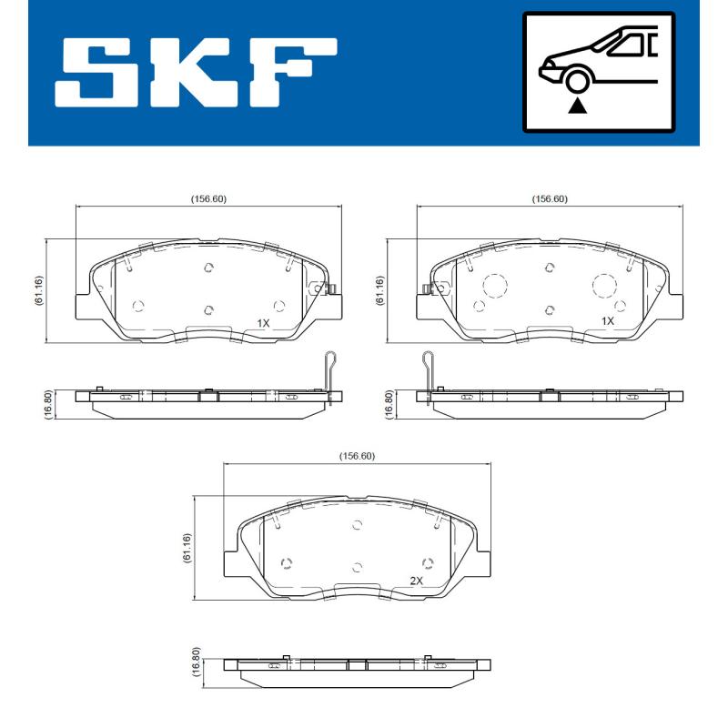 Jeu de 4 plaquettes de frein avant SKF VKBP 81093 A - Visuel 1