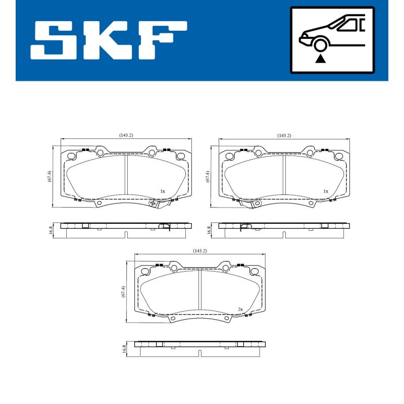 Jeu de 4 plaquettes de frein avant SKF VKBP 81096 A - Visuel 1