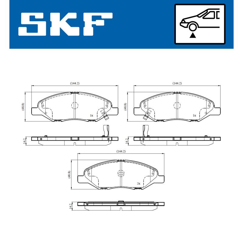 Jeu de 4 plaquettes de frein avant SKF VKBP 81111 A - Visuel 1