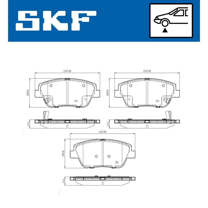 Jeu de 4 plaquettes de frein avant SKF VKBP 81114 A - Visuel 1