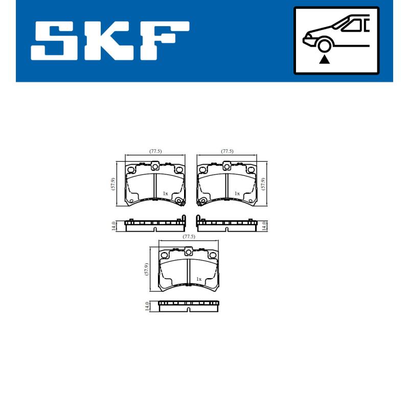 Jeu de 4 plaquettes de frein avant SKF VKBP 81125 A - Visuel 1