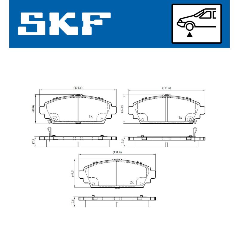 Jeu de 4 plaquettes de frein avant SKF VKBP 81142 A - Visuel 1