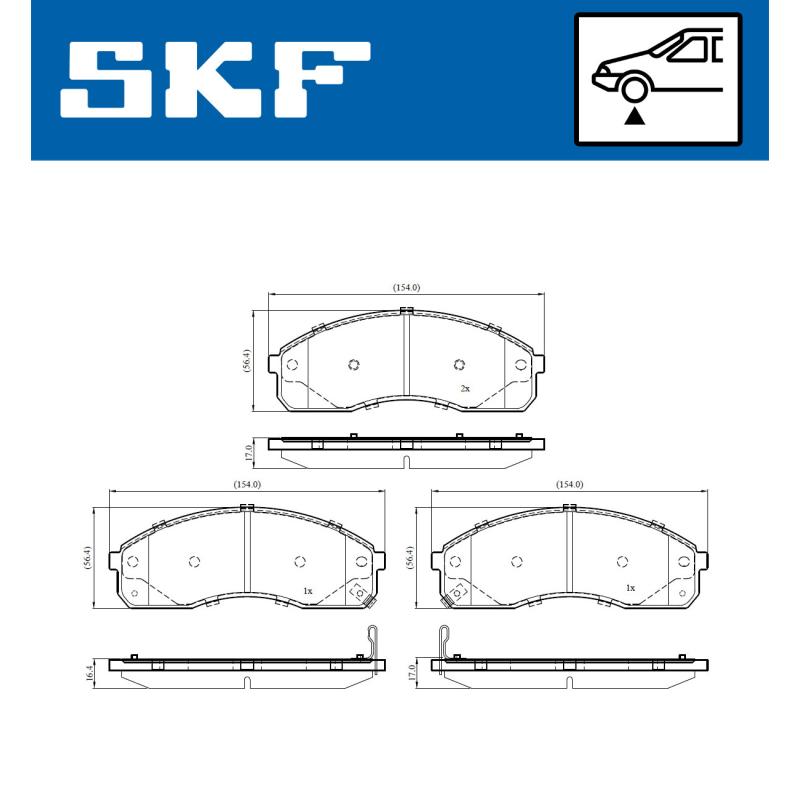 Jeu de 4 plaquettes de frein avant SKF VKBP 81146 A - Visuel 1
