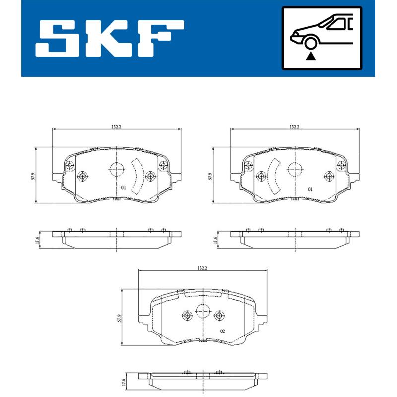 Jeu de 4 plaquettes de frein avant SKF VKBP 81305 - Visuel 1