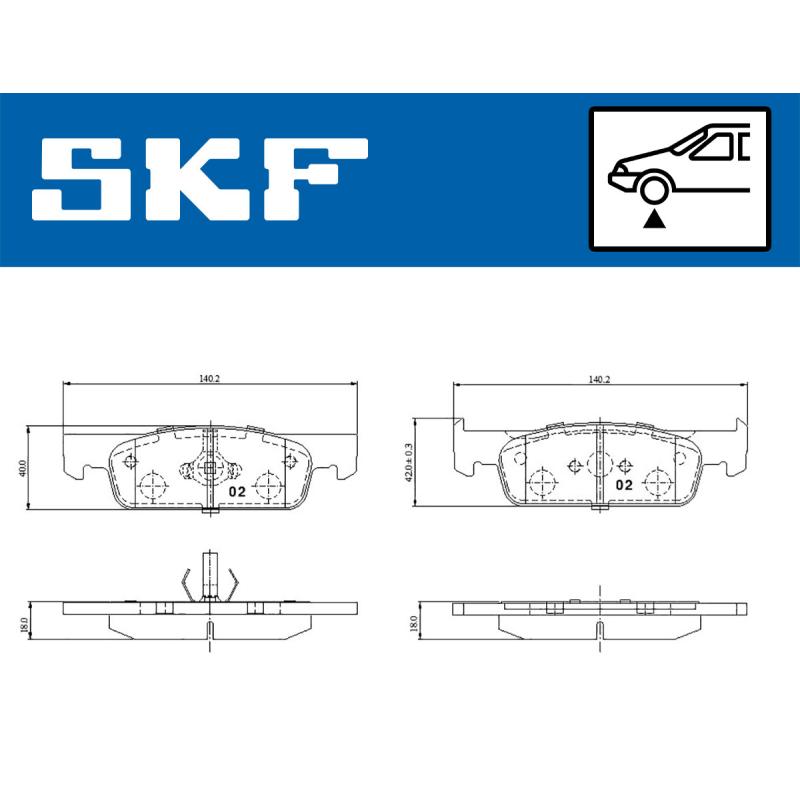 Jeu de 4 plaquettes de frein avant SKF VKBP 81312 - Visuel 1