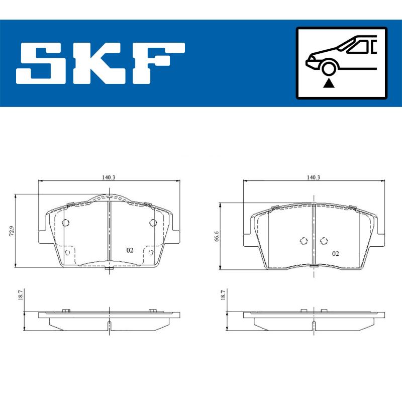 Jeu de 4 plaquettes de frein avant SKF VKBP 81315 - Visuel 1