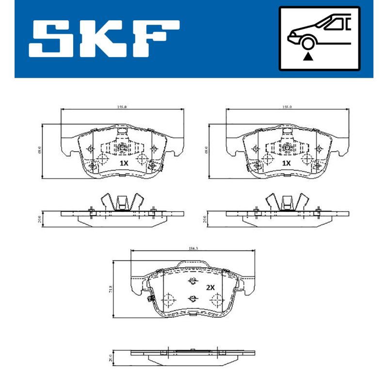 Jeu de 4 plaquettes de frein avant SKF VKBP 81323 A - Visuel 1