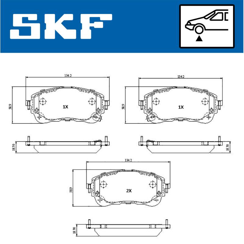 Jeu de 4 plaquettes de frein avant SKF VKBP 81330 A - Visuel 1