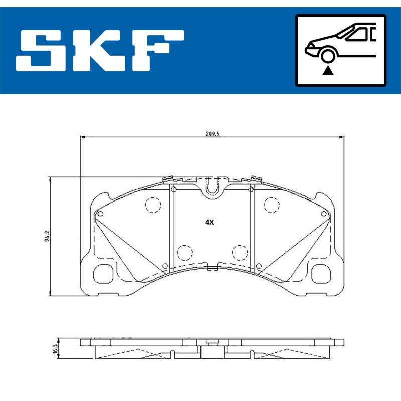 Jeu de 4 plaquettes de frein avant SKF VKBP 81339 - Visuel 1