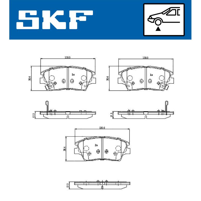 Jeu de 4 plaquettes de frein avant SKF VKBP 81374 A - Visuel 1