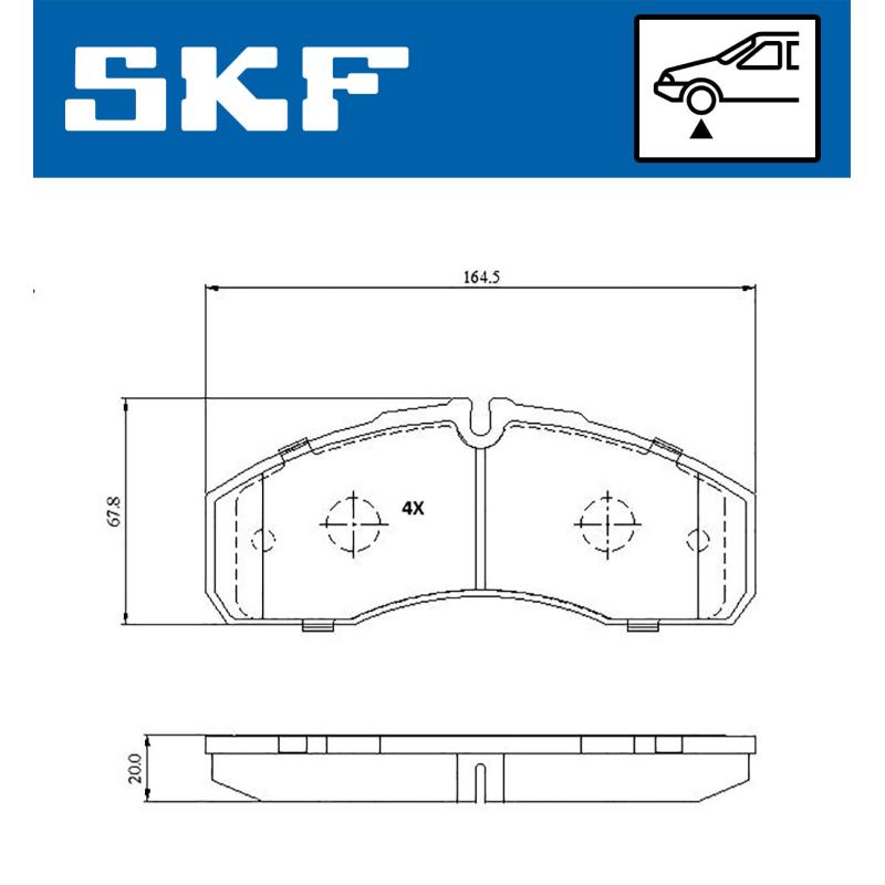 Jeu de 4 plaquettes de frein avant SKF VKBP 81380 - Visuel 1