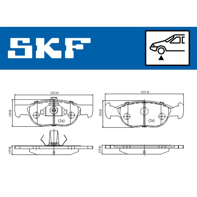 Jeu de 4 plaquettes de frein avant SKF VKBP 81385 - Visuel 1