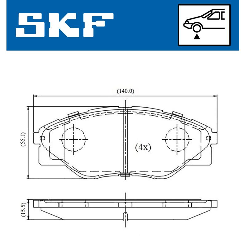 Jeu de 4 plaquettes de frein avant SKF VKBP 81390 - Visuel 1