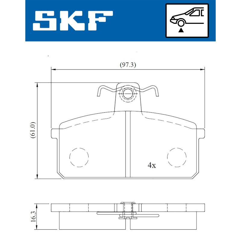 Jeu de 4 plaquettes de frein avant SKF VKBP 81392 - Visuel 1