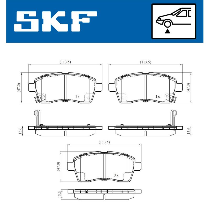Jeu de 4 plaquettes de frein avant SKF VKBP 81429 A - Visuel 1