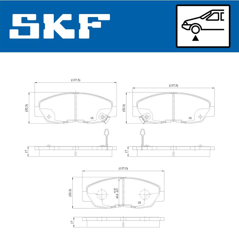 Jeu de 4 plaquettes de frein avant SKF VKBP 81451 A - Visuel 1