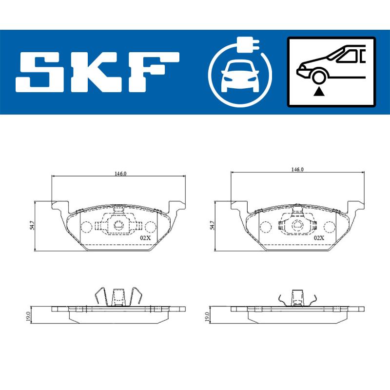 Jeu de 4 plaquettes de frein avant SKF VKBP 85001 EV - Visuel 1