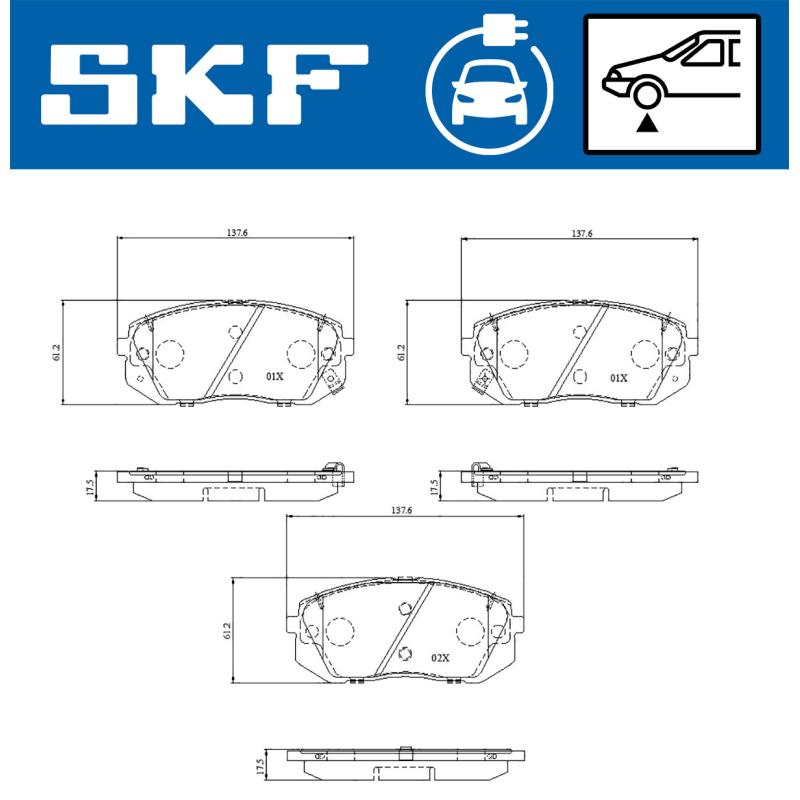 Jeu de 4 plaquettes de frein avant SKF VKBP 85004 EV - Visuel 1