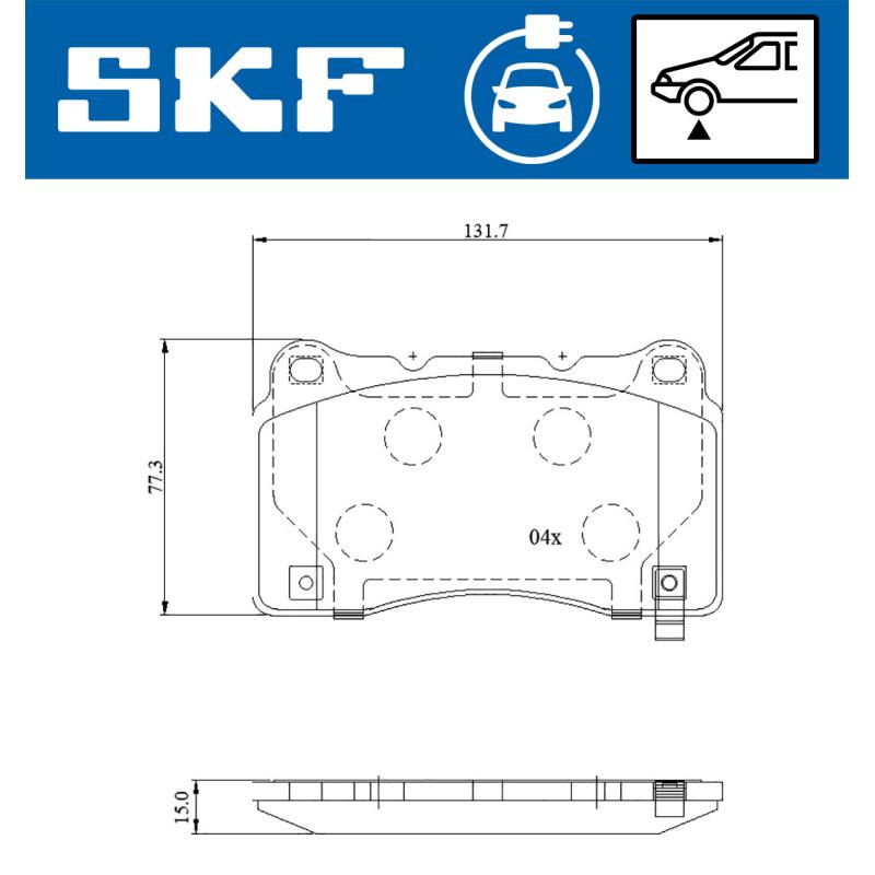 Jeu de 4 plaquettes de frein avant SKF VKBP 85006 EV - Visuel 1