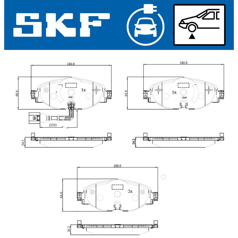 Jeu de 4 plaquettes de frein avant SKF VKBP 85007 EV - Visuel 1