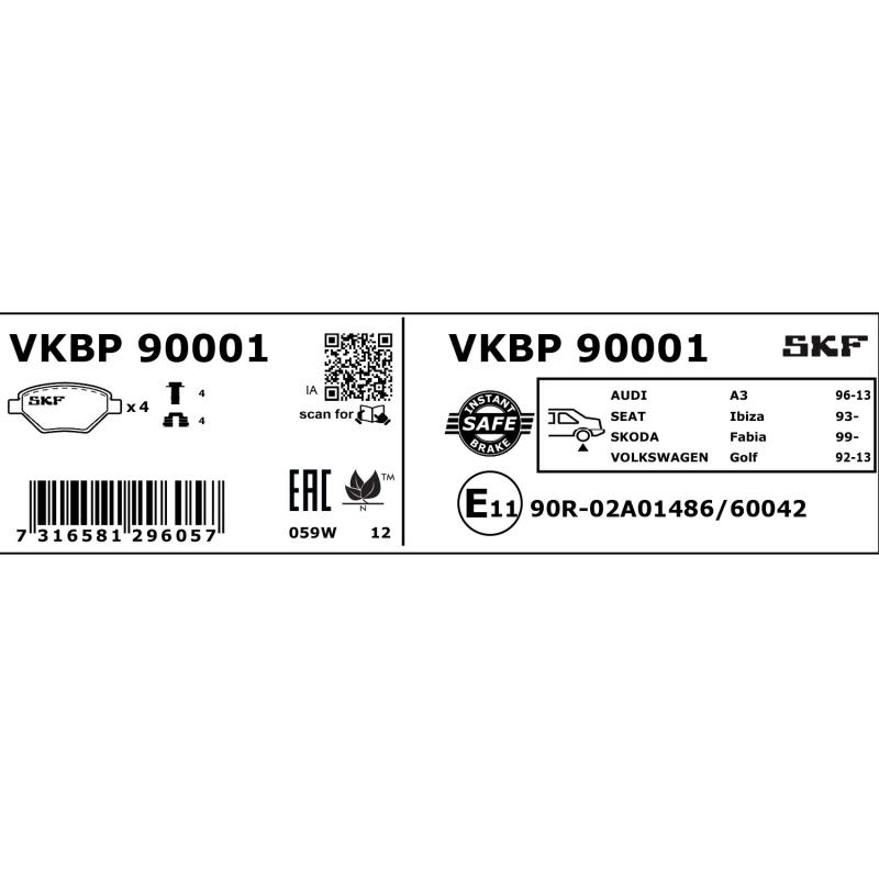 Jeu de 4 plaquettes de frein arrière SKF VKBP 90001 - Visuel 2