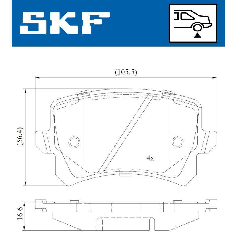 Jeu de 4 plaquettes de frein arrière SKF VKBP 90023 - Visuel 1