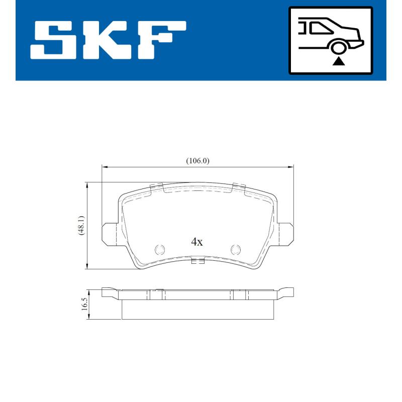 Jeu de 4 plaquettes de frein arrière SKF VKBP 90027 - Visuel 1