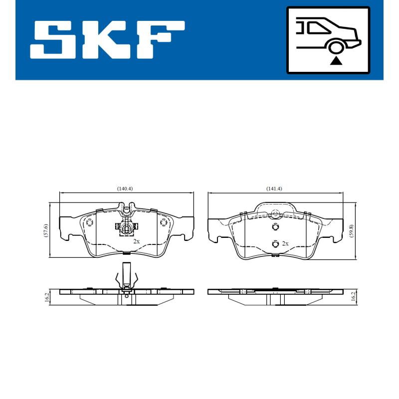 Jeu de 4 plaquettes de frein arrière SKF VKBP 90065 - Visuel 1