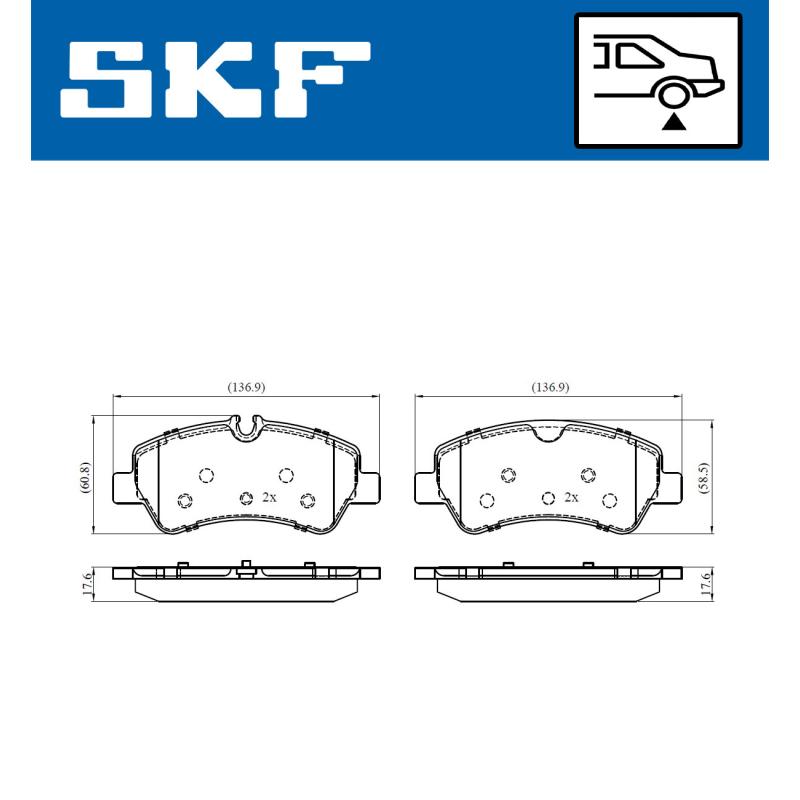 Jeu de 4 plaquettes de frein arrière SKF VKBP 90102 - Visuel 1