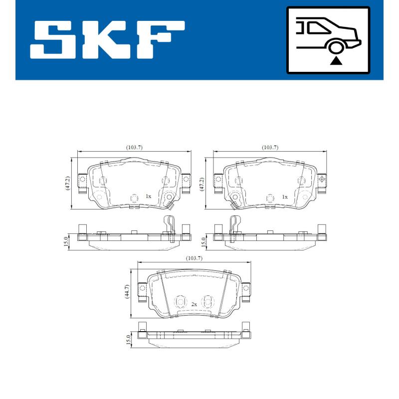 Jeu de 4 plaquettes de frein arrière SKF VKBP 90109 A - Visuel 1