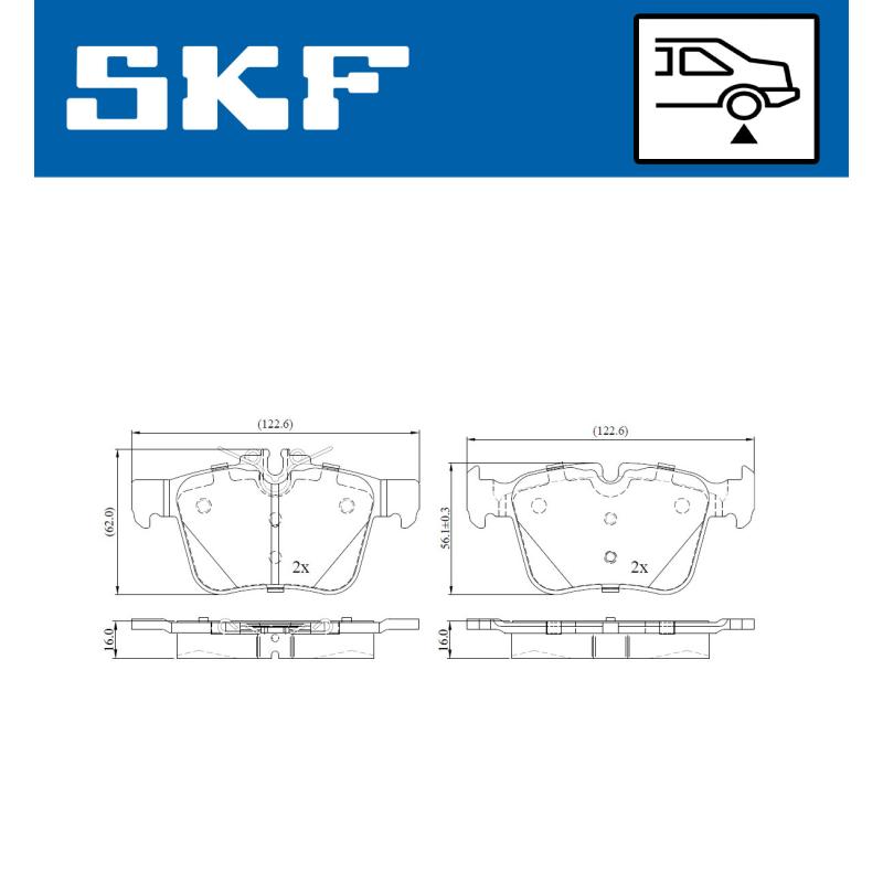 Jeu de 4 plaquettes de frein arrière SKF VKBP 90117 E - Visuel 1