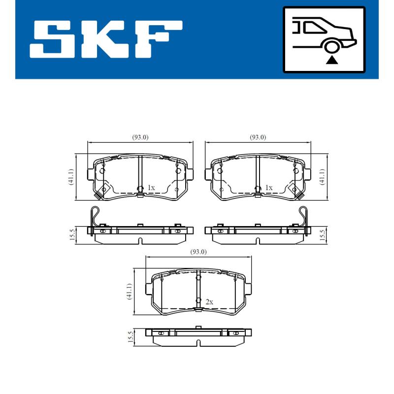 Jeu de 4 plaquettes de frein arrière SKF VKBP 90139 A - Visuel 1